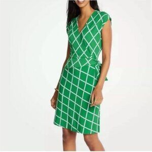 Ann Taylor Green and White Wrap Dress
